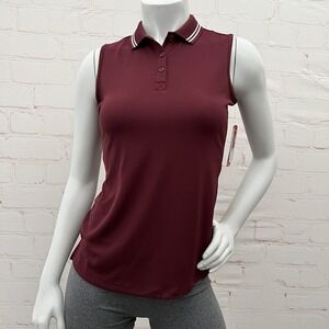 BCG Golf Shirt Women's Size XS UPF-50 Sleeveless Burgundy Tennis Polo